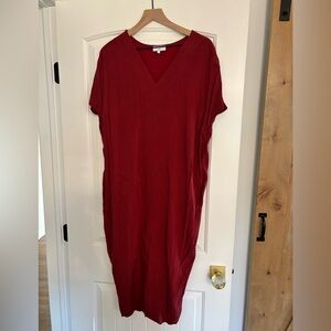 J Crew dark red kaftan dress
